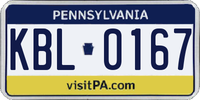 PA license plate KBL0167