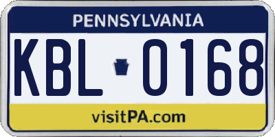 PA license plate KBL0168