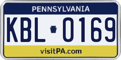 PA license plate KBL0169
