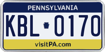 PA license plate KBL0170