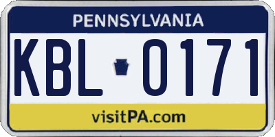 PA license plate KBL0171