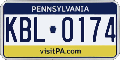 PA license plate KBL0174