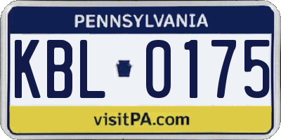 PA license plate KBL0175