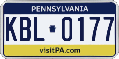 PA license plate KBL0177