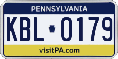 PA license plate KBL0179