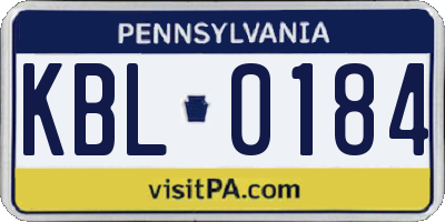 PA license plate KBL0184