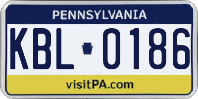 PA license plate KBL0186