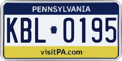 PA license plate KBL0195