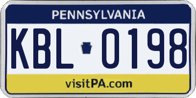 PA license plate KBL0198