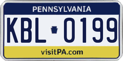 PA license plate KBL0199