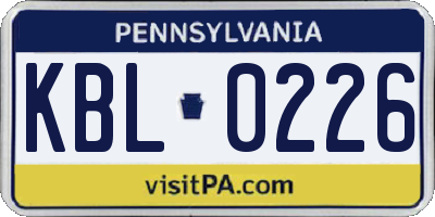 PA license plate KBL0226