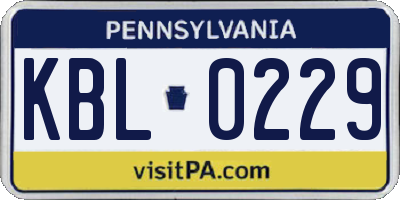 PA license plate KBL0229