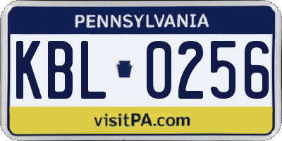 PA license plate KBL0256