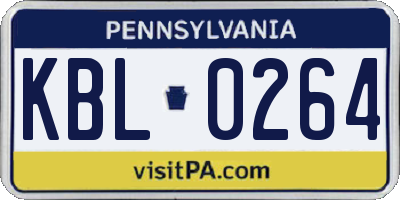 PA license plate KBL0264