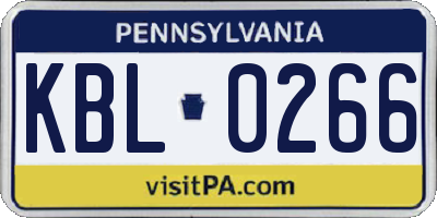 PA license plate KBL0266