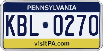 PA license plate KBL0270