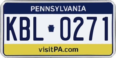 PA license plate KBL0271