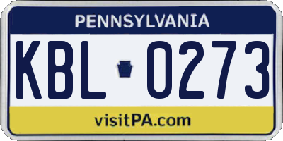 PA license plate KBL0273