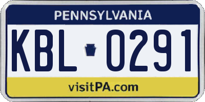 PA license plate KBL0291