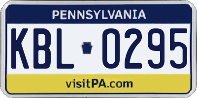 PA license plate KBL0295