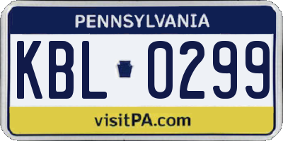 PA license plate KBL0299