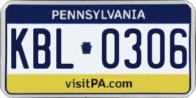 PA license plate KBL0306