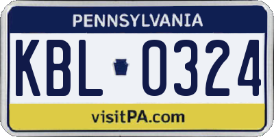 PA license plate KBL0324