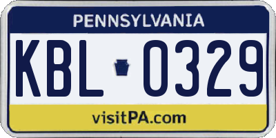 PA license plate KBL0329