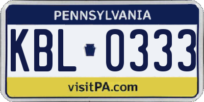 PA license plate KBL0333