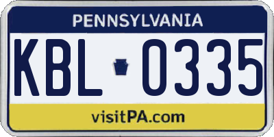 PA license plate KBL0335