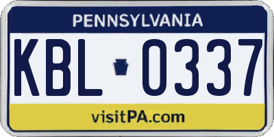 PA license plate KBL0337