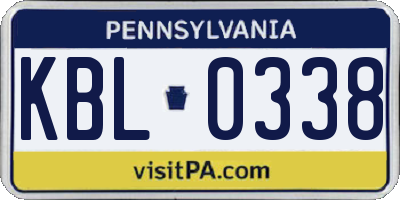 PA license plate KBL0338