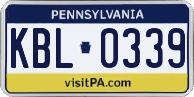 PA license plate KBL0339