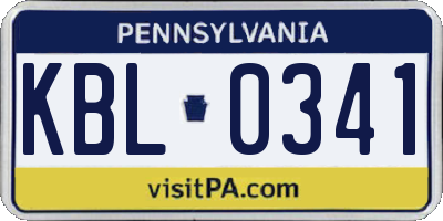 PA license plate KBL0341