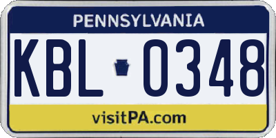 PA license plate KBL0348