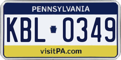 PA license plate KBL0349