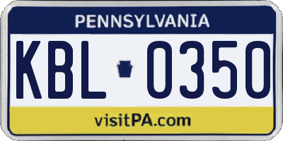 PA license plate KBL0350