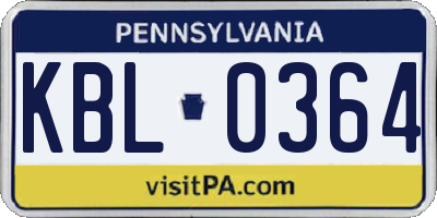 PA license plate KBL0364