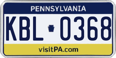 PA license plate KBL0368