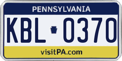 PA license plate KBL0370
