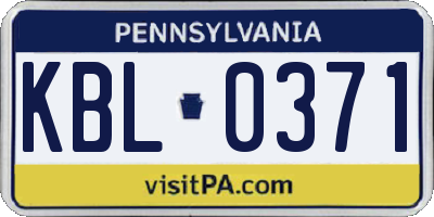 PA license plate KBL0371