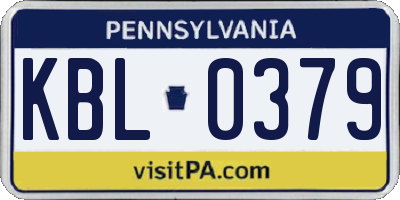 PA license plate KBL0379