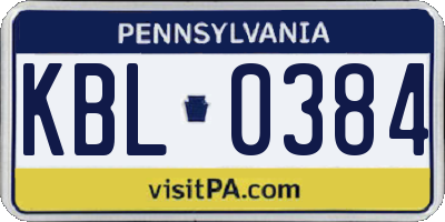 PA license plate KBL0384