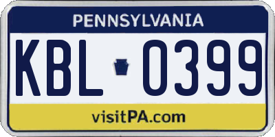 PA license plate KBL0399