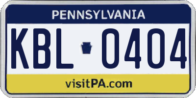 PA license plate KBL0404