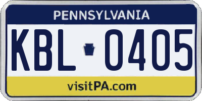 PA license plate KBL0405