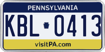 PA license plate KBL0413
