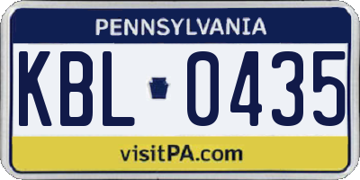 PA license plate KBL0435
