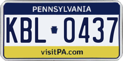 PA license plate KBL0437