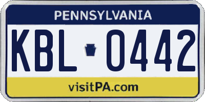PA license plate KBL0442